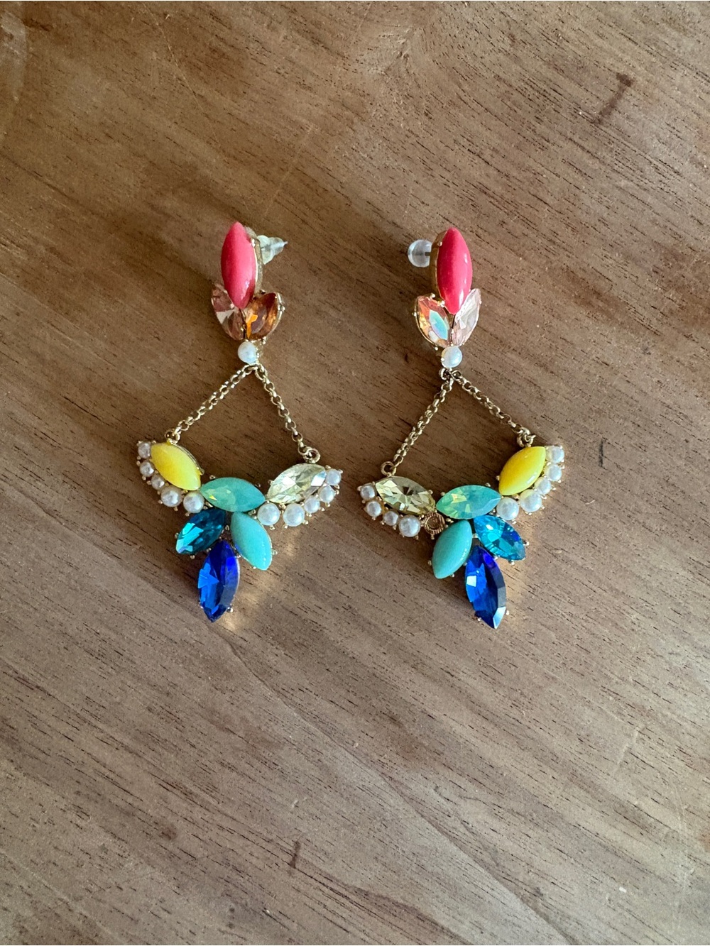 Lulu Frost Pink, Yellow & Blue Crystal Drop Earrings